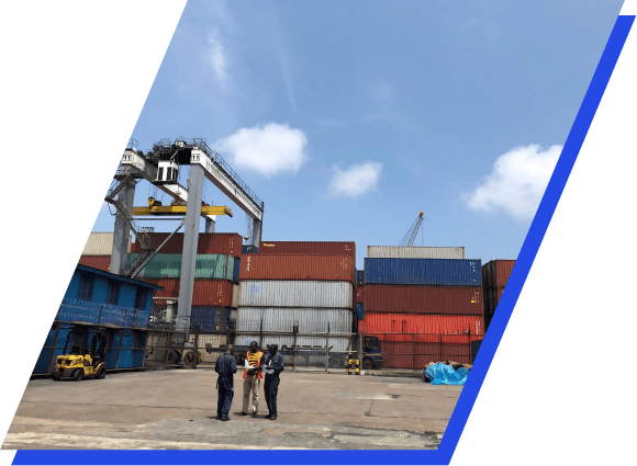 Full container being prepared for international shipping