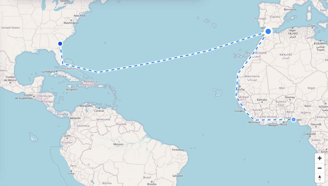 Cross-border destination route and delivery status