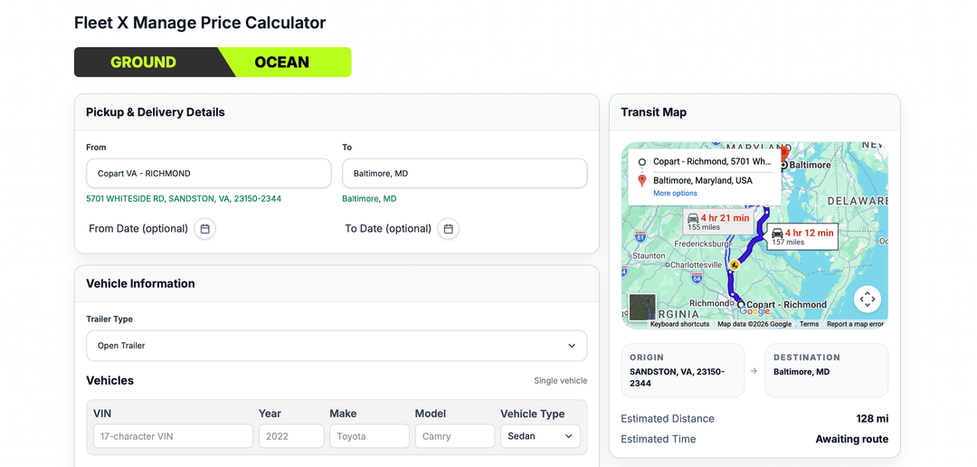 Fleet X Manage shipment operations workspace