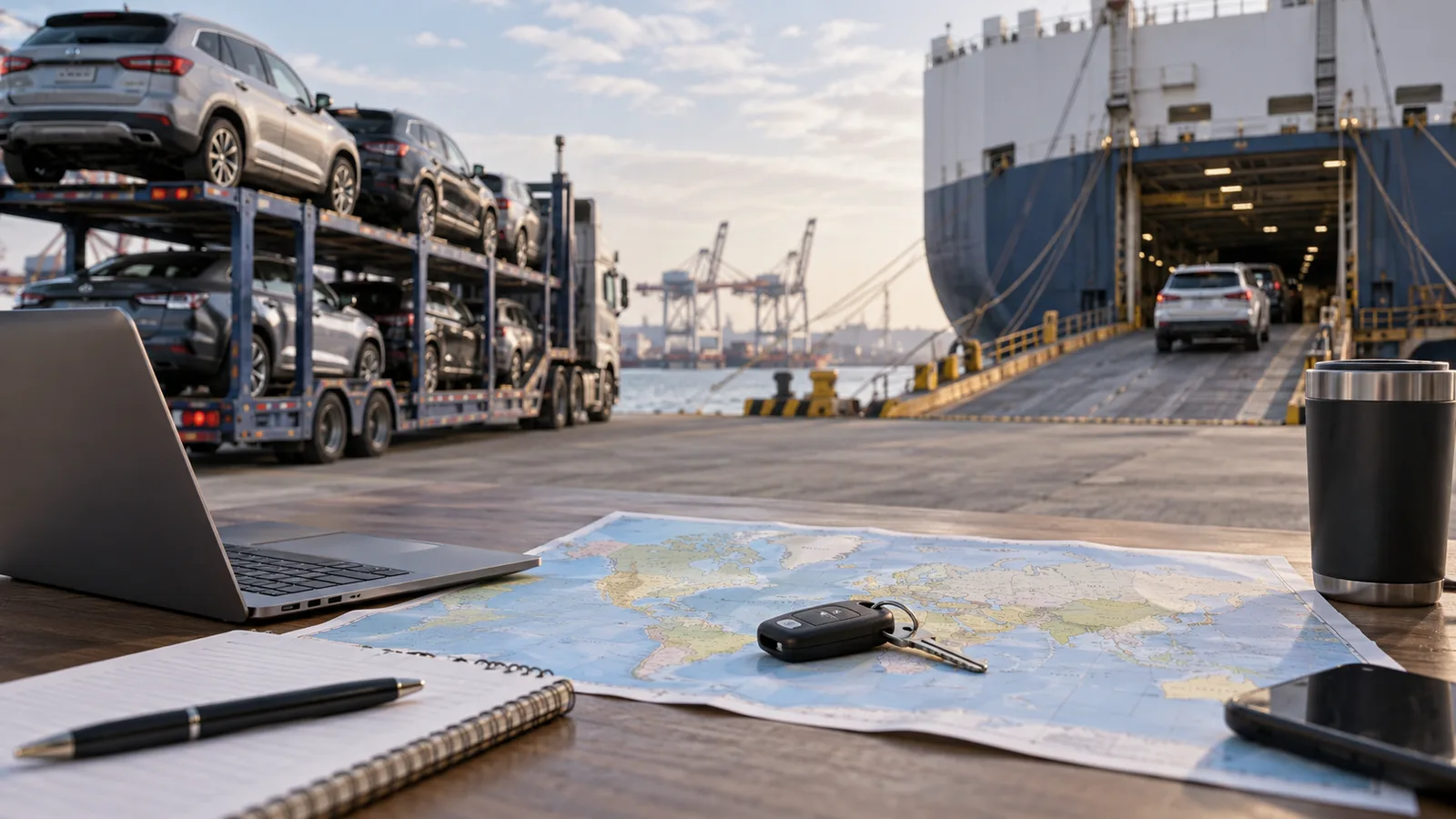 Editorial illustration: Auction Delivery or Ground and Ocean Shipping? Compare the Endpoint