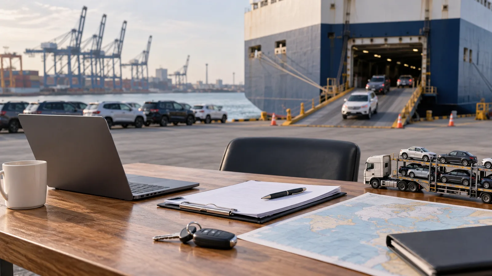 Editorial illustration: Auction Vehicle Shipment Payments: Confirm What Each Payment Covers