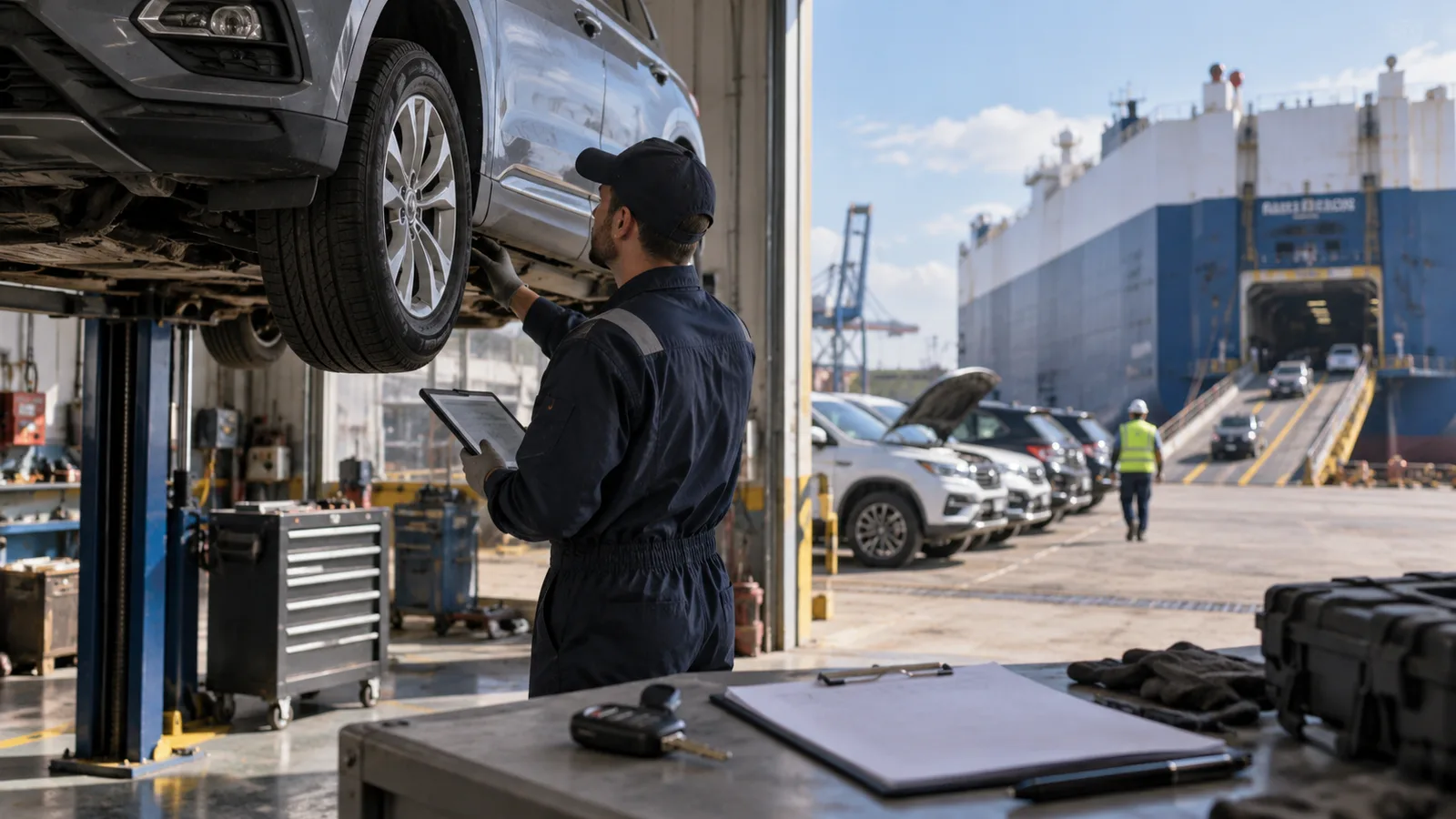 Editorial illustration: Workshop Before Export: Plan an Intermediate Auction Vehicle Delivery