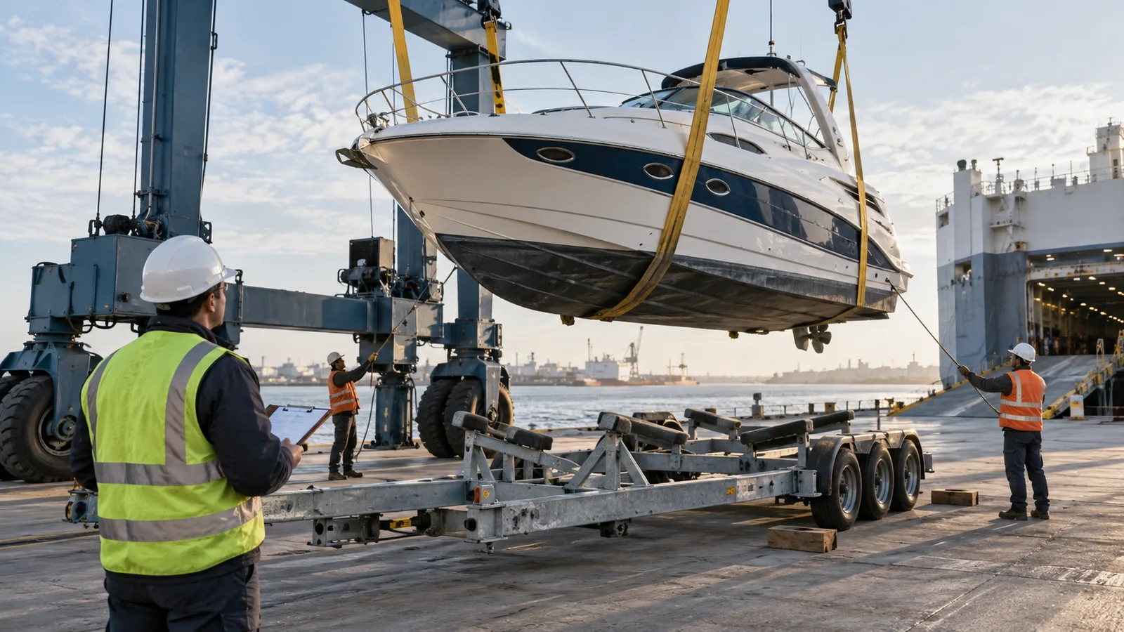 Editorial illustration: Boat Shipping Preparation: Dimensions, Support and Handoffs