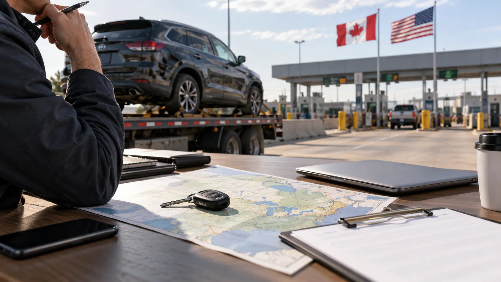 Editorial illustration: Canadian Auction Vehicle to the USA: Plan Admission Before Pickup