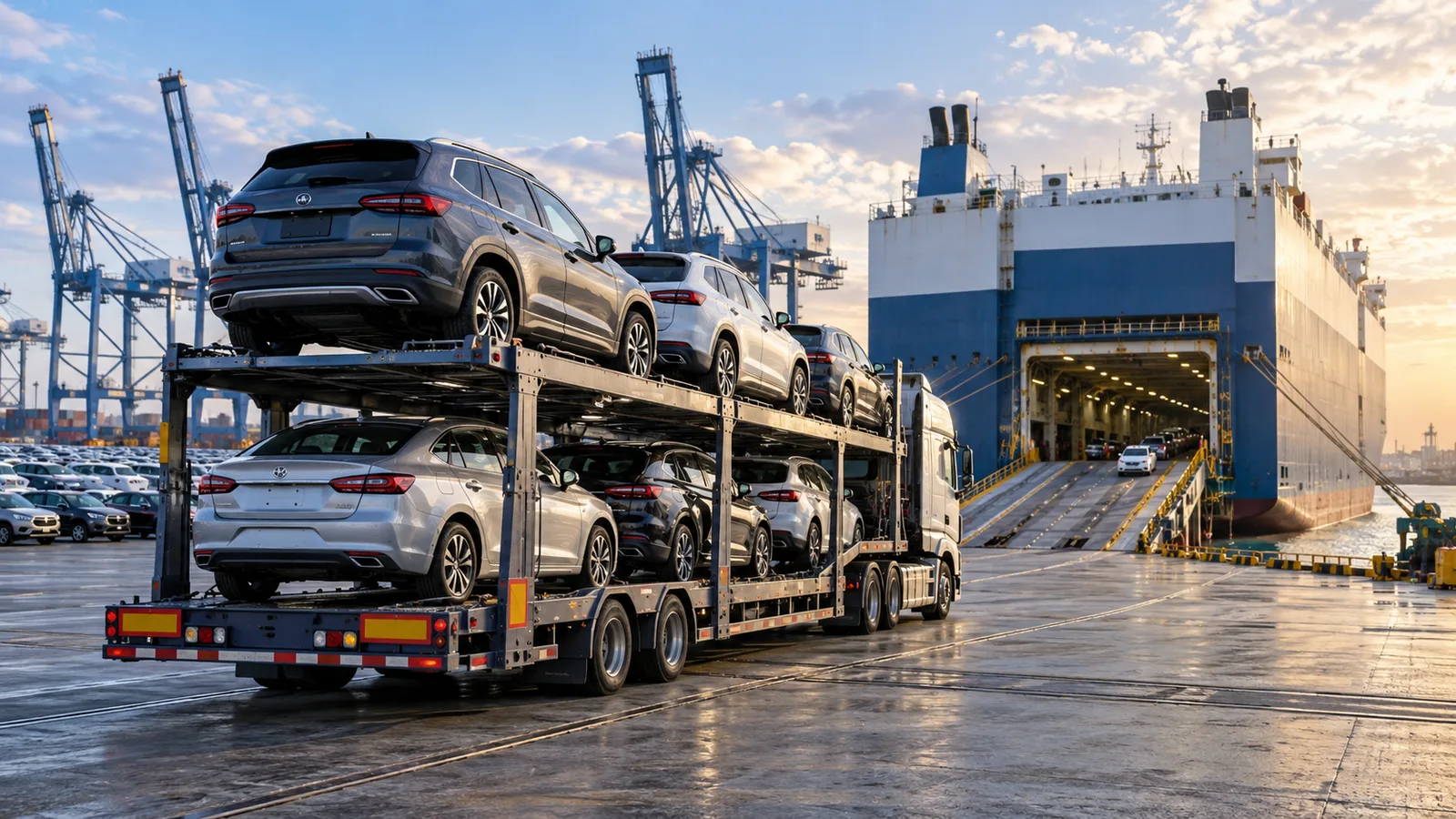 Editorial illustration: Copart Vehicle Shipping: From Auction Yard to Final Destination