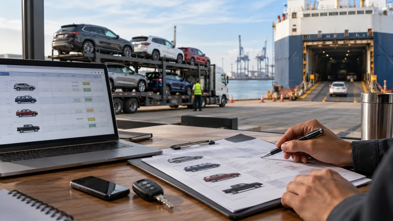 Editorial illustration: Dealer Auction Transport Costs: Reconcile Ground and Ocean Records