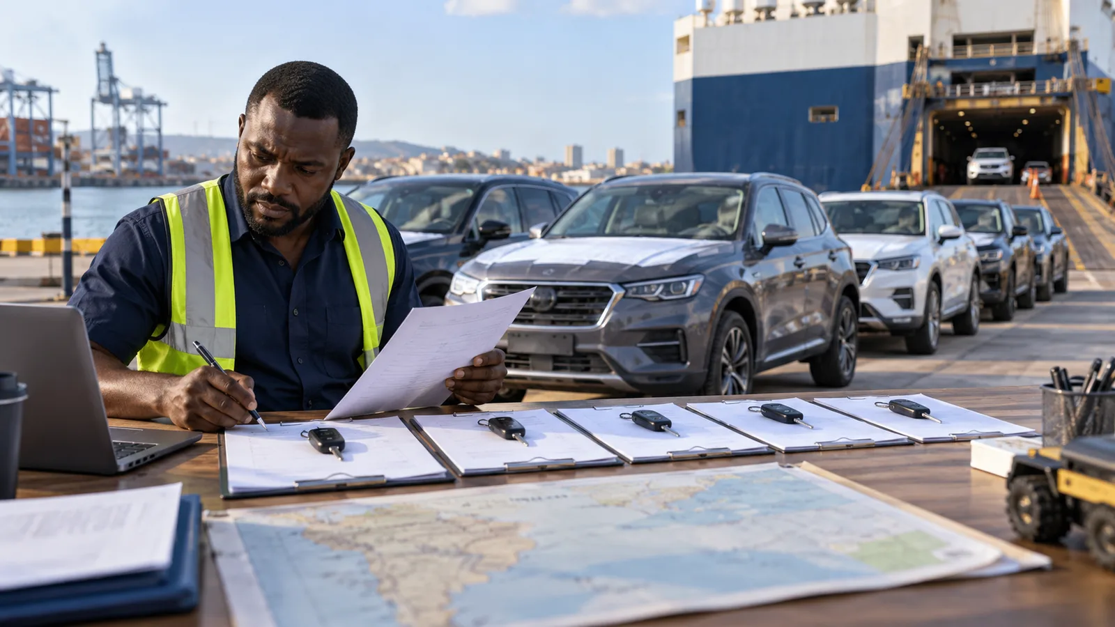 Editorial illustration: Ghana Dealer Vehicle Imports: Build a Budget Per VIN