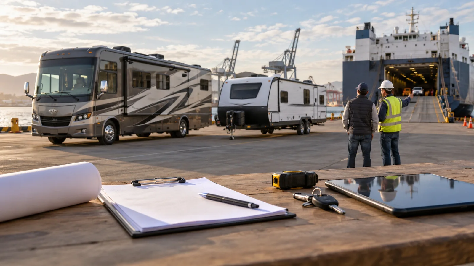 Editorial illustration: Motorhome and Travel Trailer Shipping: A Preparation Checklist