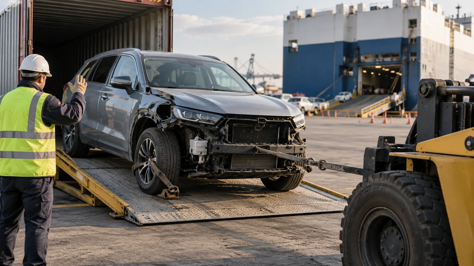 Editorial illustration: Shipping a Non-Running Vehicle: Questions Before Booking