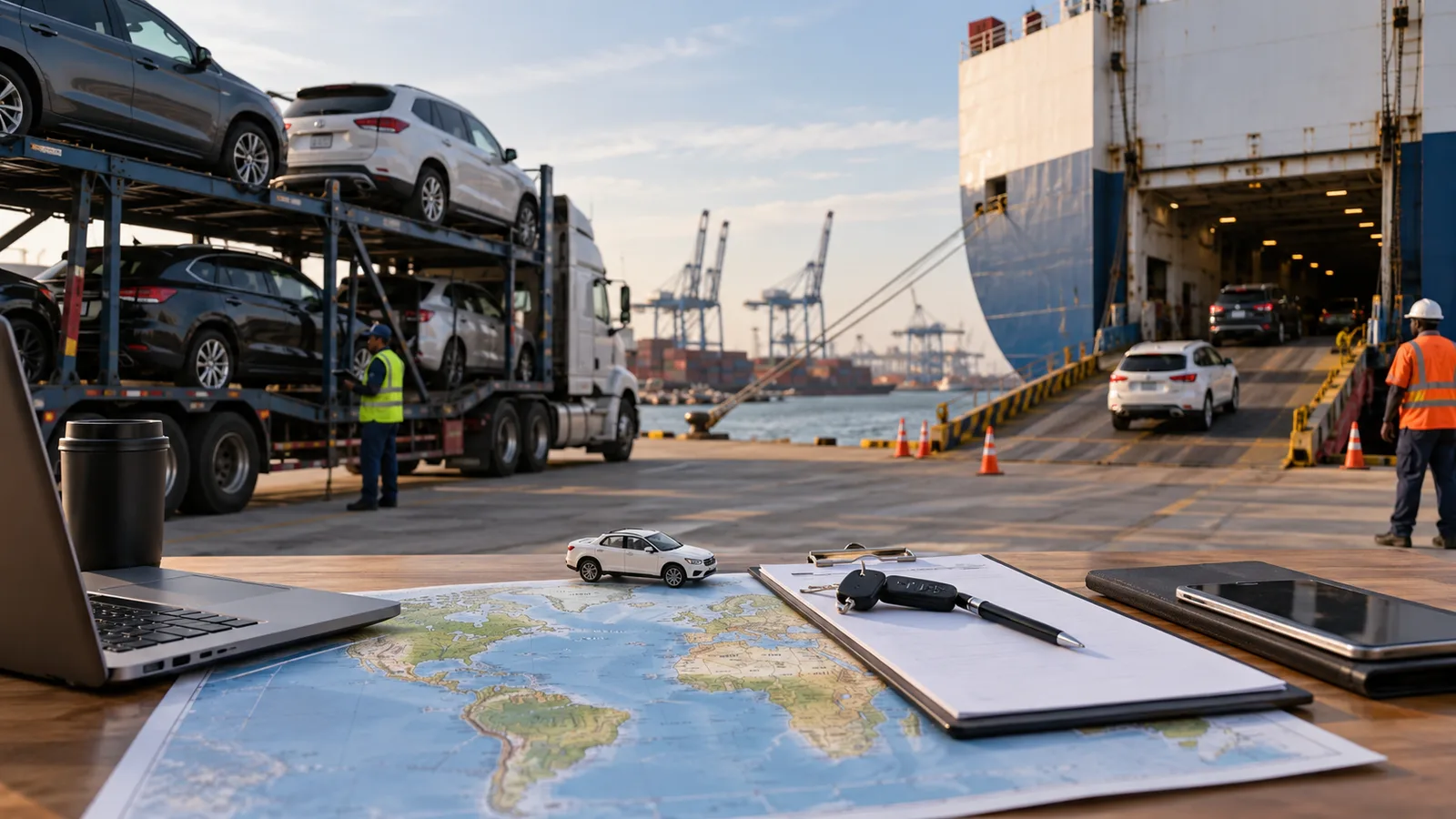 Editorial illustration: USA to Nigeria Auction Vehicle Shipping: Plan the Origin and Receiver